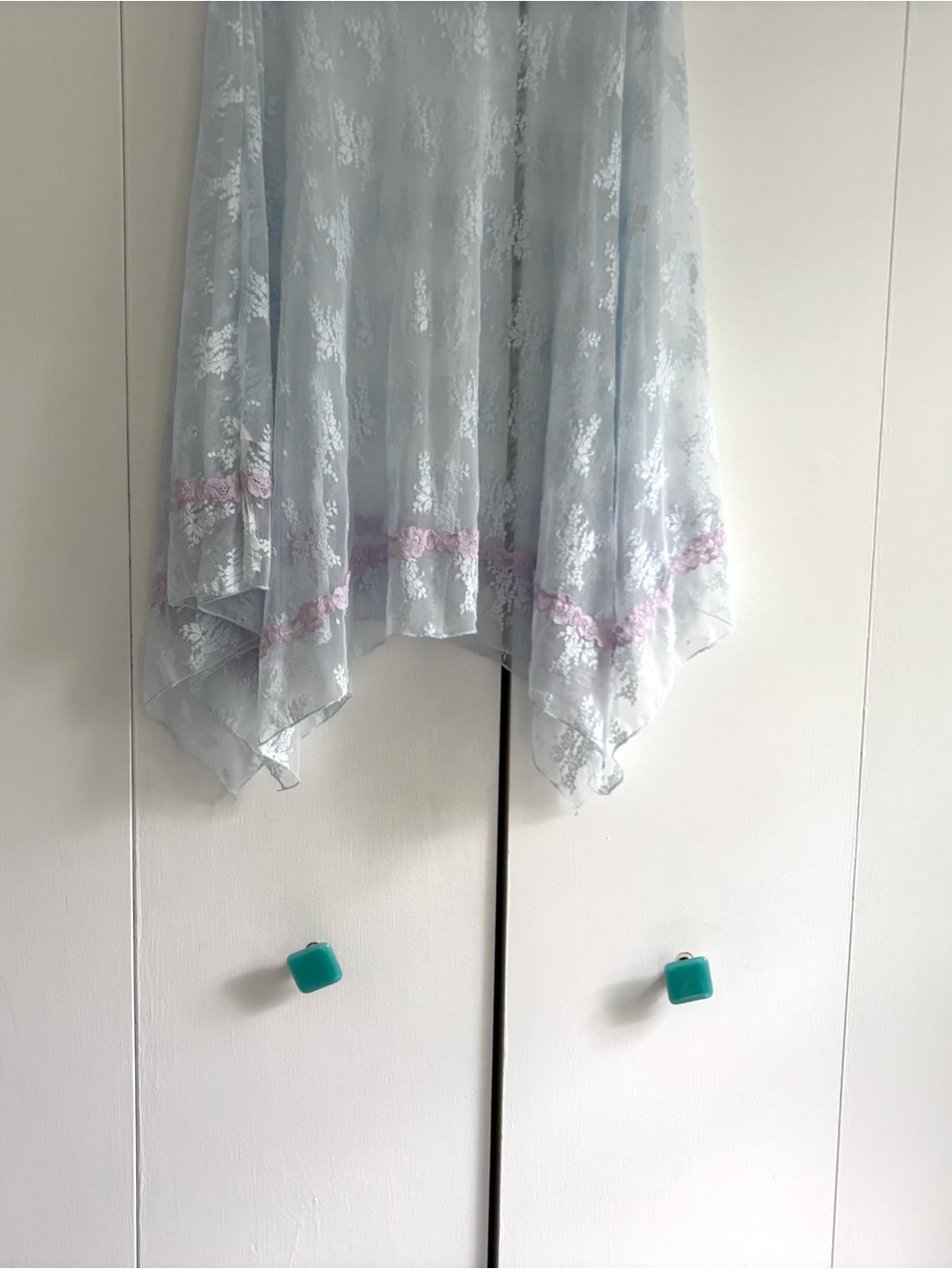Free People Intimately Lady Lux Blue Lace Asymmetrical Slip Skirt Trim Size XS - Picture 6 of 12